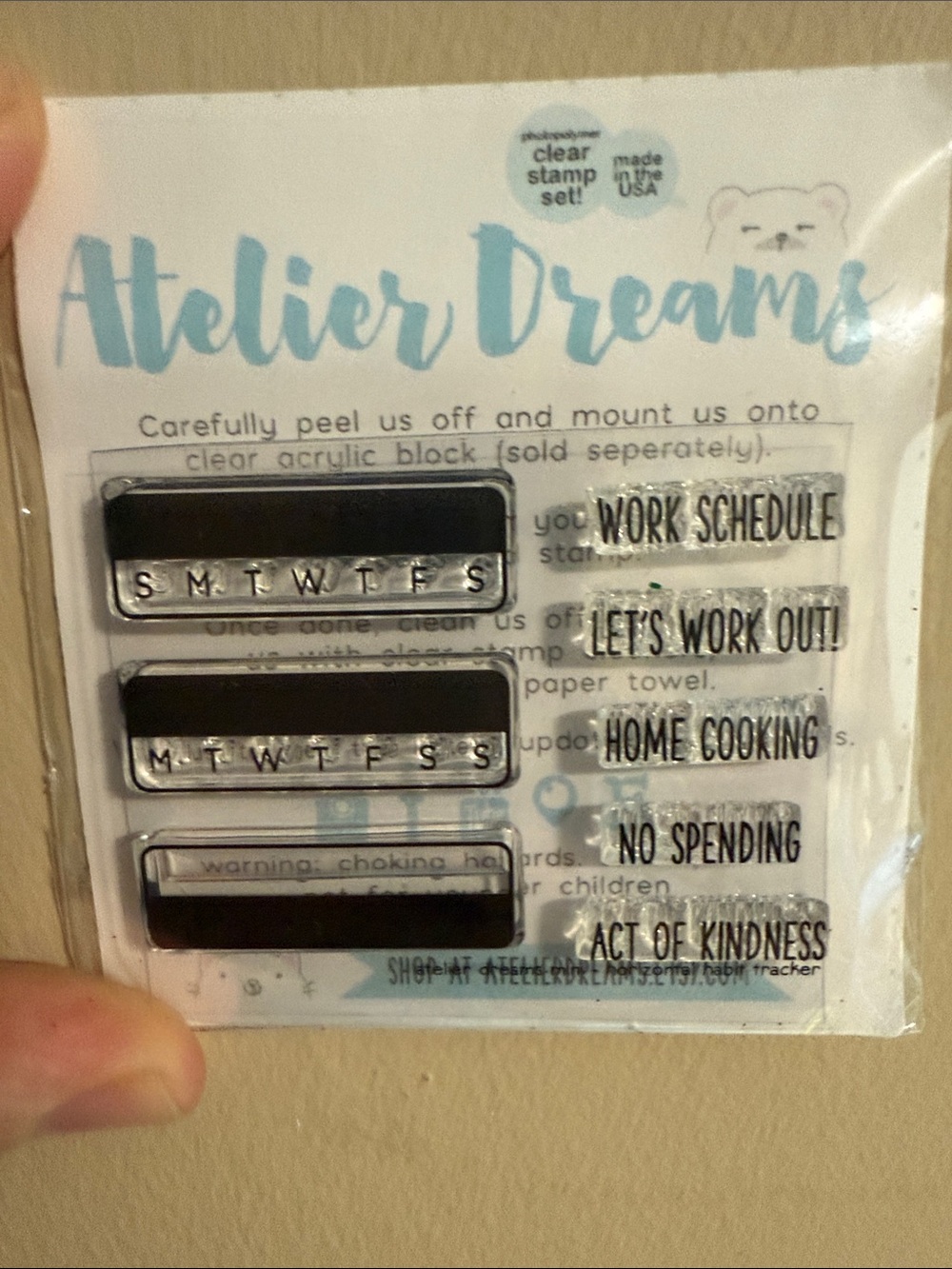 clear photopolymer planner stamp set from the brand Atelier Dreams